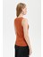 Kadın V Yaka Dikişsiz Yelek Turuncu 3