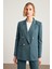 Petrol Asimetrik Kapama Düğme Ve Cep Detaylı Ceket 5