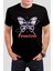 Freedom Kelebek Baskılı Siyah Unisex Tişört C1030 1