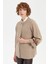 Kadın Dik Yaka Kolu ve Yakası Işlemeli Kısa Yün Ceket K.bej 3