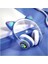 Mavi Sevimli Kedi LED Işıklı Katlanabilir Kablosuz Kulaküstü Bluetooth Kulaklık Uyumlu 1
