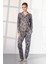 Kadın Gri Çiçek Desenli Gömlek Pijama Takımı 25K4030P 1