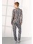 Kadın Gri Çiçek Desenli Gömlek Pijama Takımı 25K4030P 2