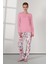 Kadın Pembe Çiçek Desenli T-Shirt Pijama Takımı 25K4032 1