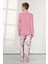 Kadın Pembe Çiçek Desenli T-Shirt Pijama Takımı 25K4032 2