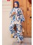 Desenli Indigo Mavisi Tesettür Ikili Kimono Takım 12123IM 3
