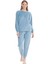 17092 Kadın Uzun Kollu Kadife Paçası Lastikli Rahat Ev Giyim-Mavimelanj 1