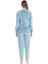17092 Kadın Uzun Kollu Kadife Paçası Lastikli Rahat Ev Giyim-Mavimelanj 2