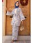 Desenli Indigo Mavisi Tesettür Ikili Kimono Takım 12122IM 2