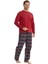 18851 Erkek Uzun Kollu Yuvarlak Yaka Pijama Takımı-Bordo 2