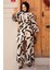 Desenli Siyah Tesettür Ikili Kimono Takım 12123S 1