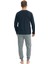 18832 Erkek Uzun Kollu Yuvarlak Yaka Paçası Lastikli Pijama Takımı-Lacivert 3