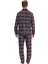 18852 Erkek Uzun Kollu Önden Düğmeli Gömlek Pijama Takım-Bordo 2