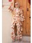 Desenli Camel Tesettür Ikili Kimono Takım 12123C 1