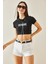 Rockmore Bisiklet Yaka Zincirli Crop Top-Siyah 4