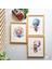 Balon Temalı 3'lü Set - Aslan, Ayı, Sincap - Doğal Ahşap Çerçeveli, Bebek & Çocuk Odası Tablo Seti 2