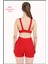 Kadın Mini Şort Boxer Kırmızı Yüksek Bel Fit Görünüm 11080 3
