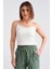 Kadın İp Askılı Bürümcük Crop Body Ekru - 21117 2