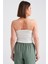 Kadın İp Askılı Bürümcük Crop Body Ekru - 21117 4