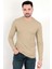 Erkek Vizon Bisiklet Yaka Slim Fit Esnek Waffle Kumaş Dokulu Uzun Kollu T-Shirt - 5073-2 1