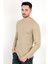 Erkek Vizon Bisiklet Yaka Slim Fit Esnek Waffle Kumaş Dokulu Uzun Kollu T-Shirt - 5073-2 3