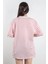 Şeker Pembe Süprem Bisiklet Yaka Çizgili Kadın T-Shirt %100 Pamuk - 24805 2