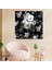 Tekli Kare Kanvas Tablo Siyah Fonda Pastel Çiçekler 1