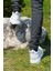 Beyaz Renk Iğne Baskı Görünümlü +7cm Boy Uzatan Gizli Topuklu Erkek Spor Ayakkabı Sneaker 5