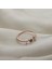 Siyah ve Beyaz Üç Taş Kolları Toplu 925 Ayar Minimal Rose Gümüş Yüzük 4