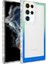 Samsung Galaxy S22 Ultra Kılıf Simli ve Renk Geçiş Tasarımlı Lens Korumalı Park Kapak - Yeşil - Mavi 1