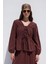 Bağlama Detaylı Müslin Bluz Bordo 2