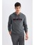 Regular Fit Kapüşonlu Baskılı Kalın Sweatshirt L5850AZ24AU 3