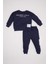 Erkek Bebek 2'li Takım Etiket Baskılı Bisiklet Yaka Sweatshirt Selanik Kumaş Beli Lastikli Jogger Eşofman Altı D4647A524AU 1