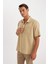 Relax Fit Yazlık Polo Yaka Keten Karışımlı Kısa Kollu Gömlek C1110AX24SM 3