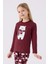 Kız Çocuk Uzun Kol Pijama Takım AR3107 Bordo 2