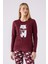 Kadın Uzun Kol Pijama Takım AR3107 Bordo 2