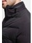 Slim Fit Siyah Gizlenebilir Kapüşonlu Elyaf Dolgulu Rüzgar Geçirmez Mont 3EC073151002M 4