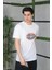 Unisex Baskılı Oversize T-Shirt - Beyaz 3