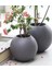 Fiber Saksı Antrasit Küre Yuvarlak Top Vazo Dekoratif Saksı Fiberglas 30*30CM 4