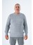 Büyük Beden Erkek Gri Selanik Örgü Bisiklet Yaka Triko Yün Kazak TRIST-2116 1
