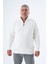 Büyük Beden Erkek Ekru Fermuarlı Dik Yaka Pirinç Örgü Pamuk Triko Kazak TRIST-2113 1