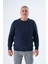 Büyük Beden Erkek Lacivert Selanik Örgü Bisiklet Yaka Triko Yün Kazak TRIST-2116 1