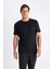 Regular Fit Bisiklet Yaka Nakışlı Kısa Kollu Siyah Tişört C4134AX24SM 3