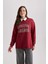 Kapüşonlu Kolej Baskılı Kalın Sweatshirt Tunik B3498AX23WN 1