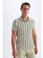 Slim Fit Dar Kesim Çizgili Kısa Kollu Polo Tişört D4795AX24SM 3