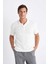 Regular Fit Kısa Kollu Dokulu Triko Polo Tişört C4140AX24SM 4