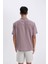 Relax Fit Polo Yaka Keten Görünümlü Basic Düz Kısa Kollu Gömlek D4541AX24SM 4