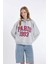 Coool Oversize Geniş Kalıp Yarım Fermuarlı Baskılı Kalın Sweatshirt D4762AX24AU 5