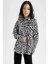 Oversize Fit Zebra Desenli Uzun Kollu Poplin %100 Pamuk Gömlek W7702AZ22SM 4