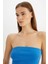 Bodycon Vücudu Saran Straplez Fitilli Kaşkorse Midi Abiye Elbise D4440AX24HS 4